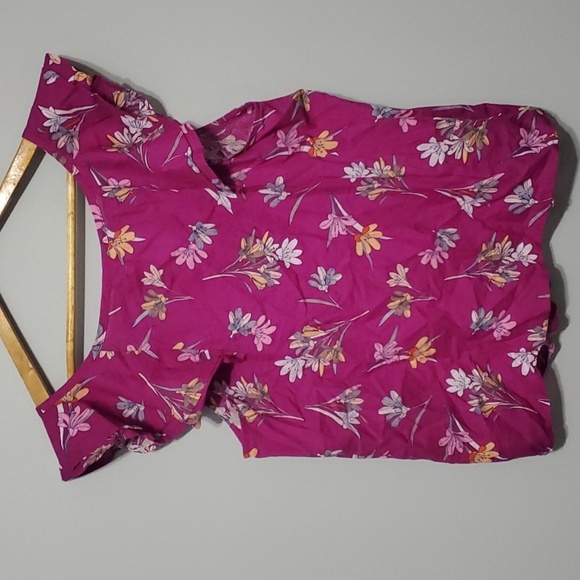 St. John's Bay linen blend top womens size large L fushia pink orange fl… - Picture 5 of 5
